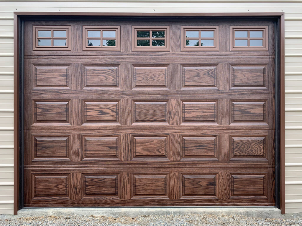 short panel faux wood garage door